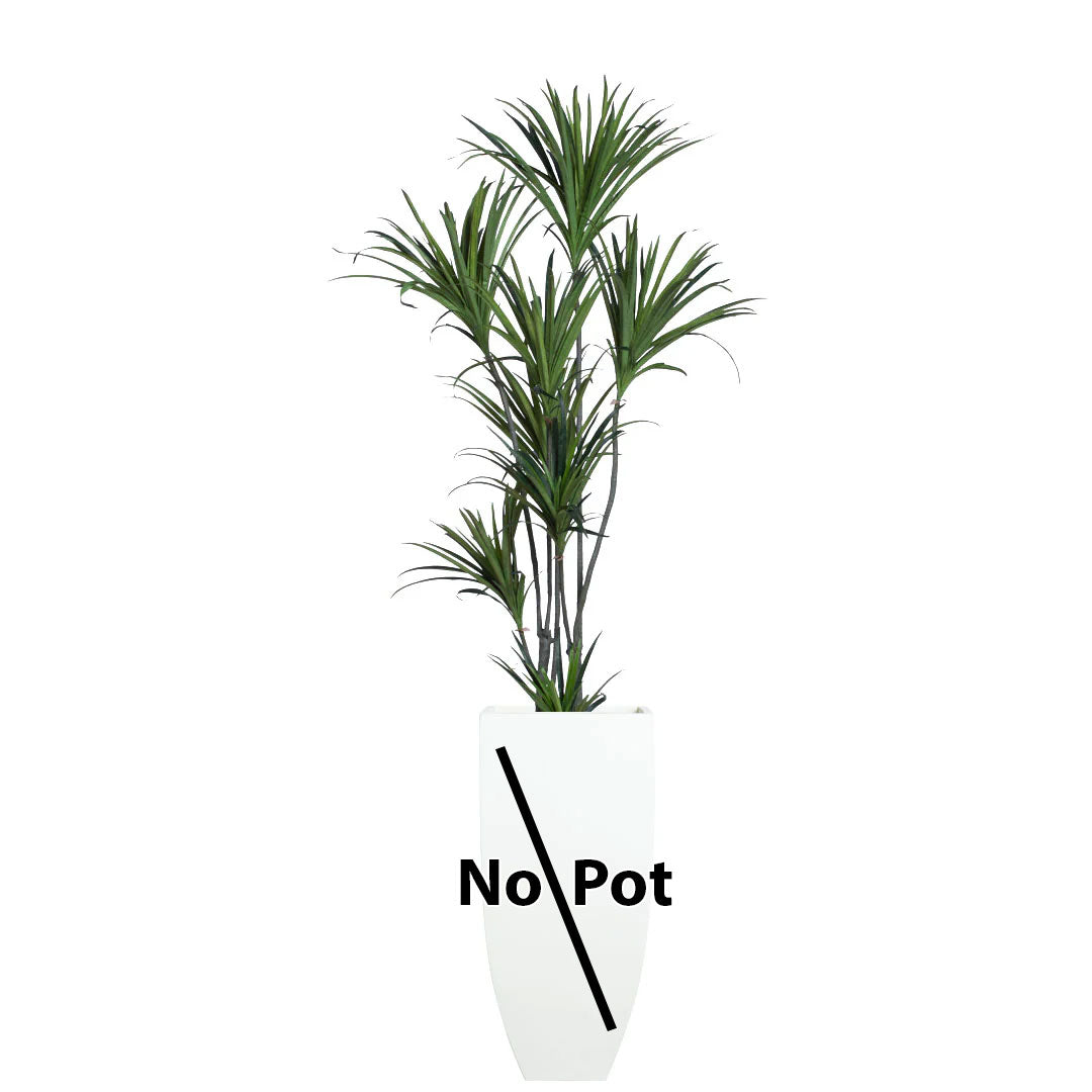 Artificial Dracaena plant with slender green leaves, no pot included, on white background