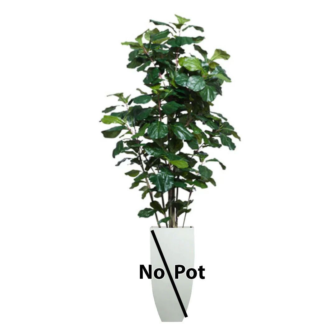 Artificial fiddle leaf fig tree with dense green leaves, shown without a decorative pot.