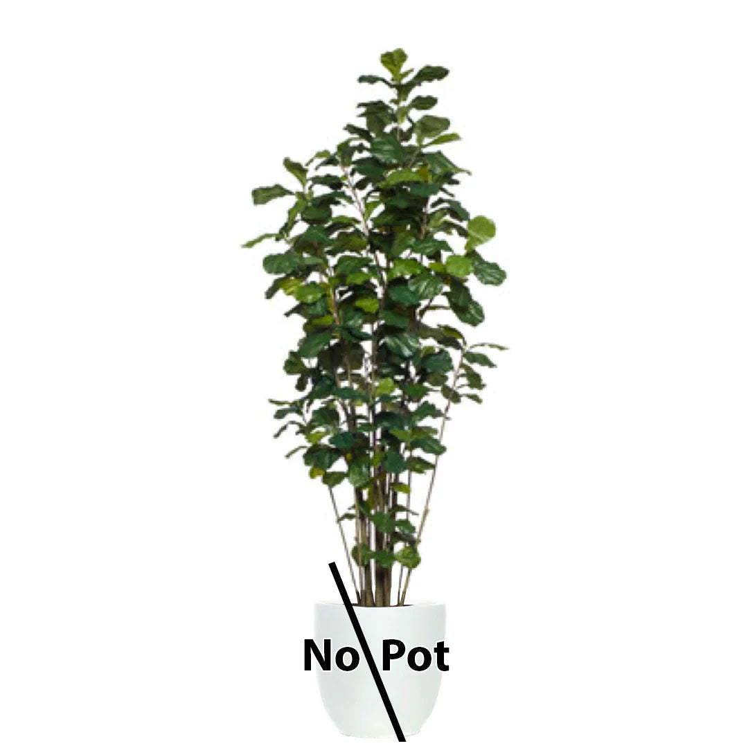 Artificial fiddle leaf fig tree with green leaves, shown without decorative pot