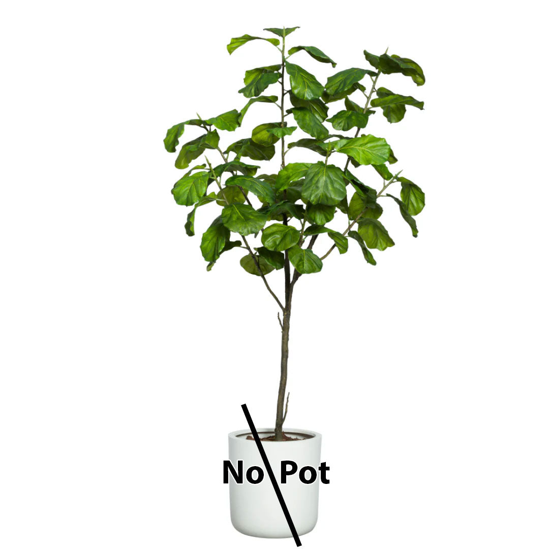 Artificial fiddle leaf fig tree with lush green leaves, shown without decorative pot