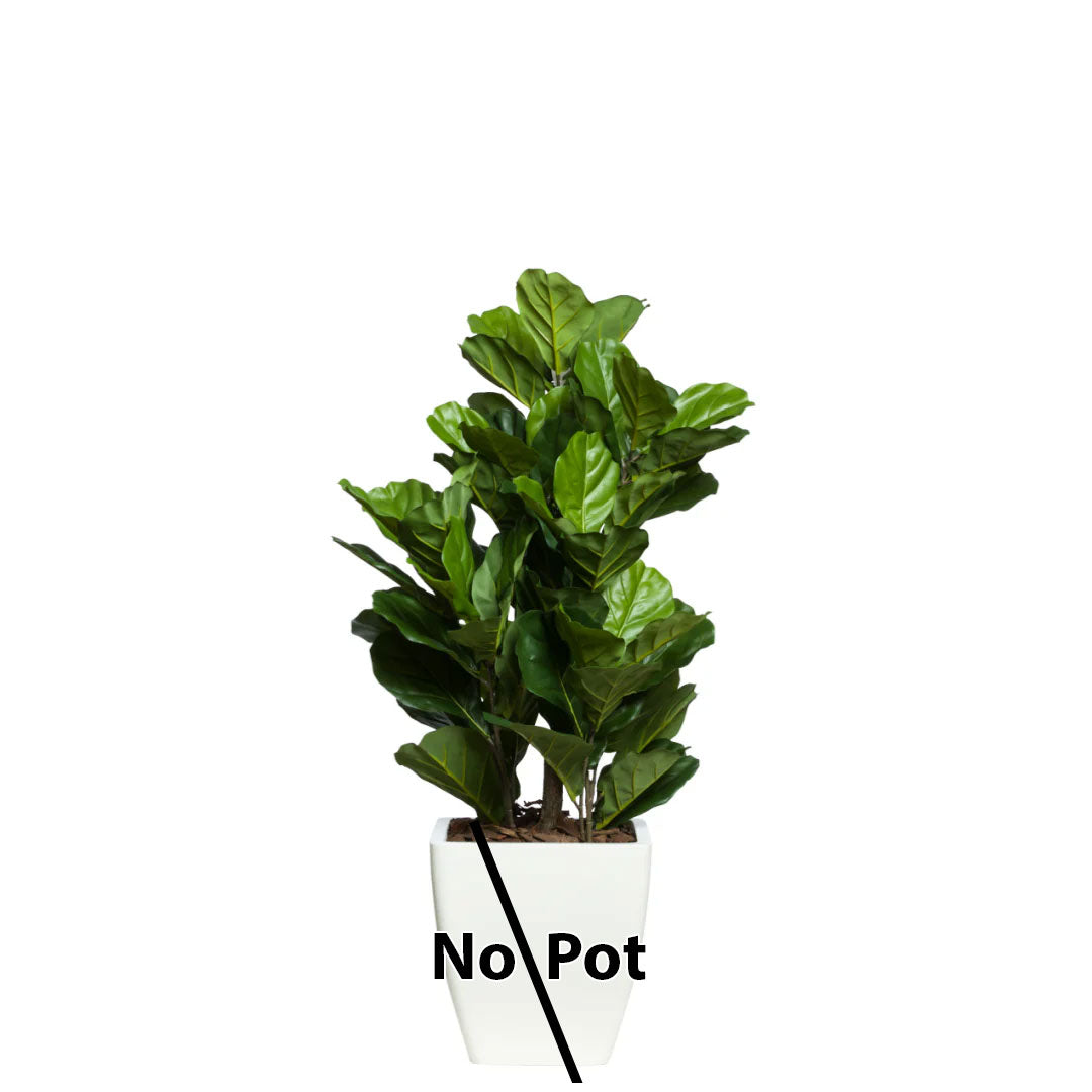 Artificial fiddle leaf fig plant with realistic green leaves, no pot included