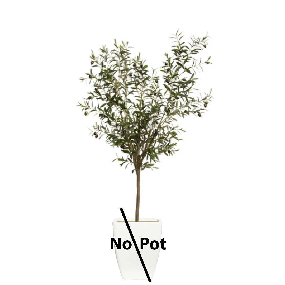 Artificial olive tree with realistic green leaves, shown without a pot on white background.
