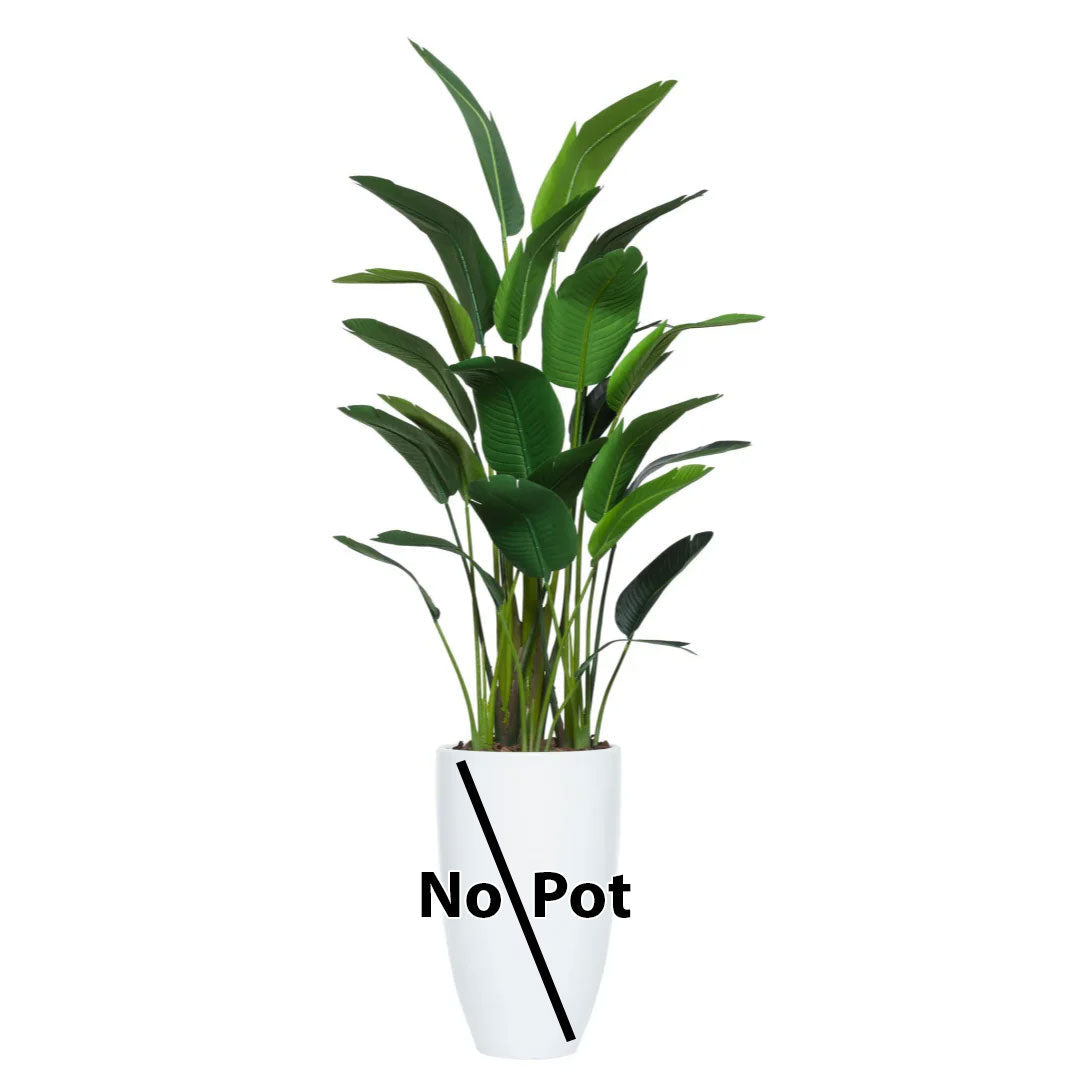 Artificial palm plant with lush green leaves, no pot included, on white background