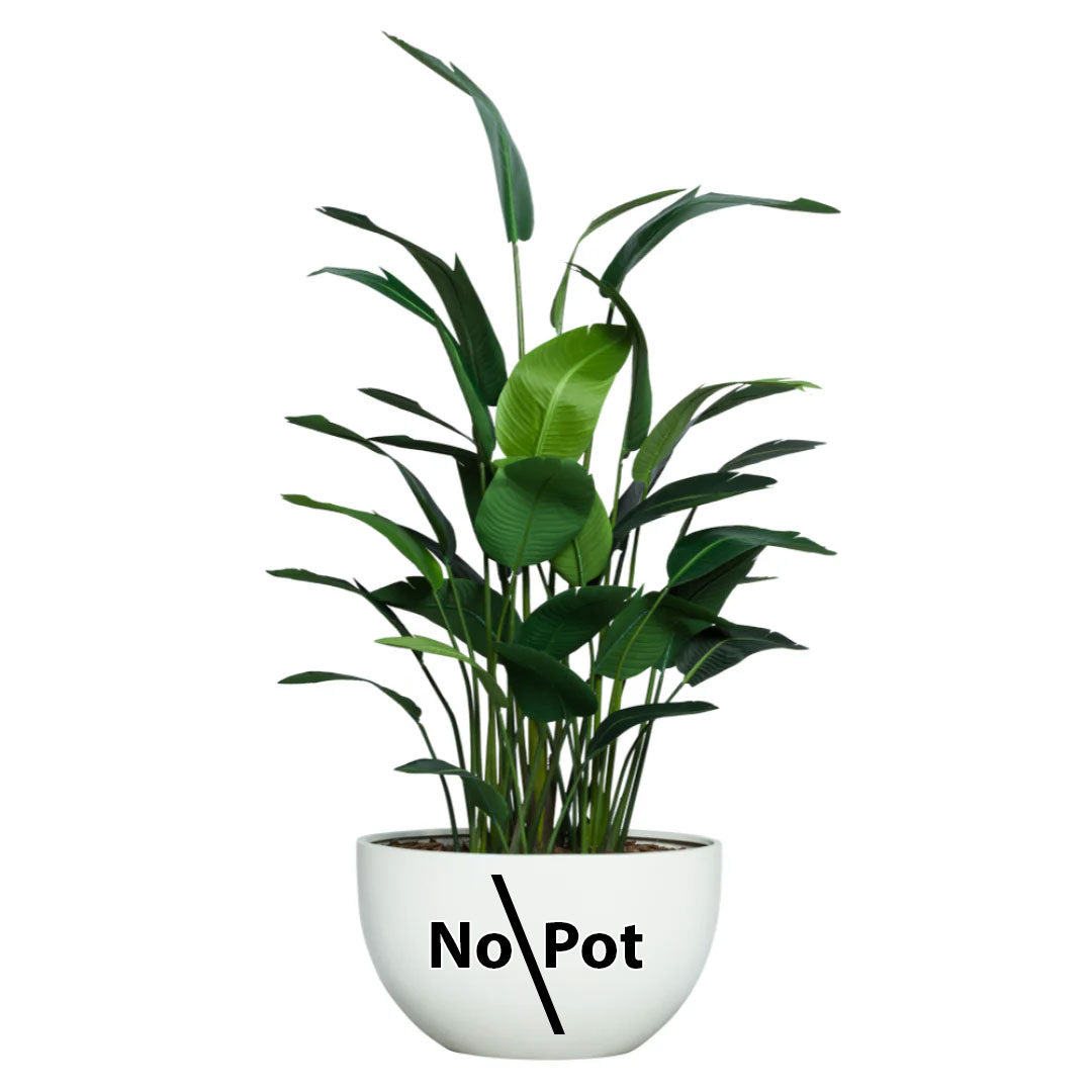 Artificial palm plant with lush green leaves and no decorative pot, isolated on white background