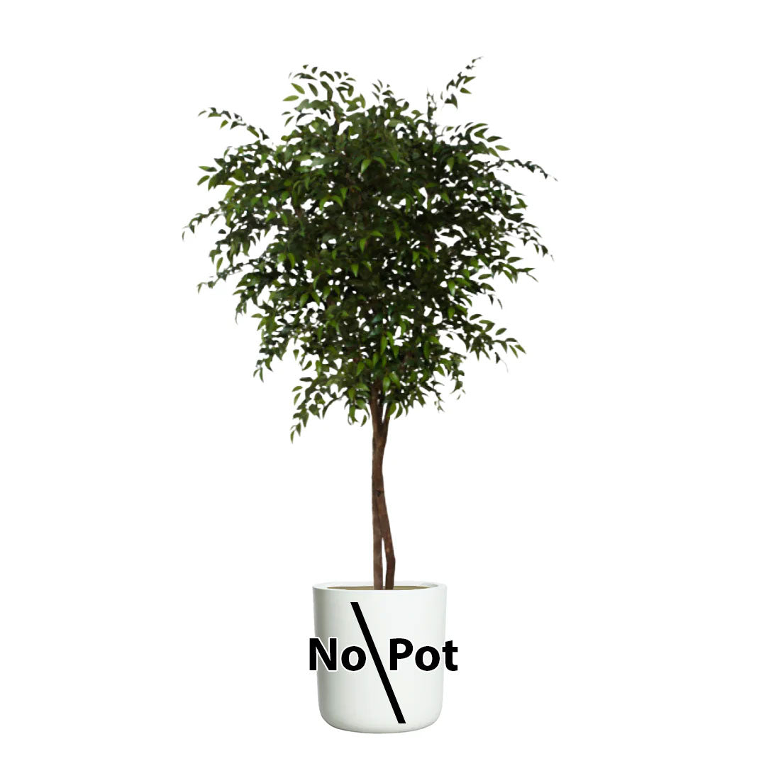 Artificial smilax tree with lifelike green foliage, displayed in a plain pot on white background.