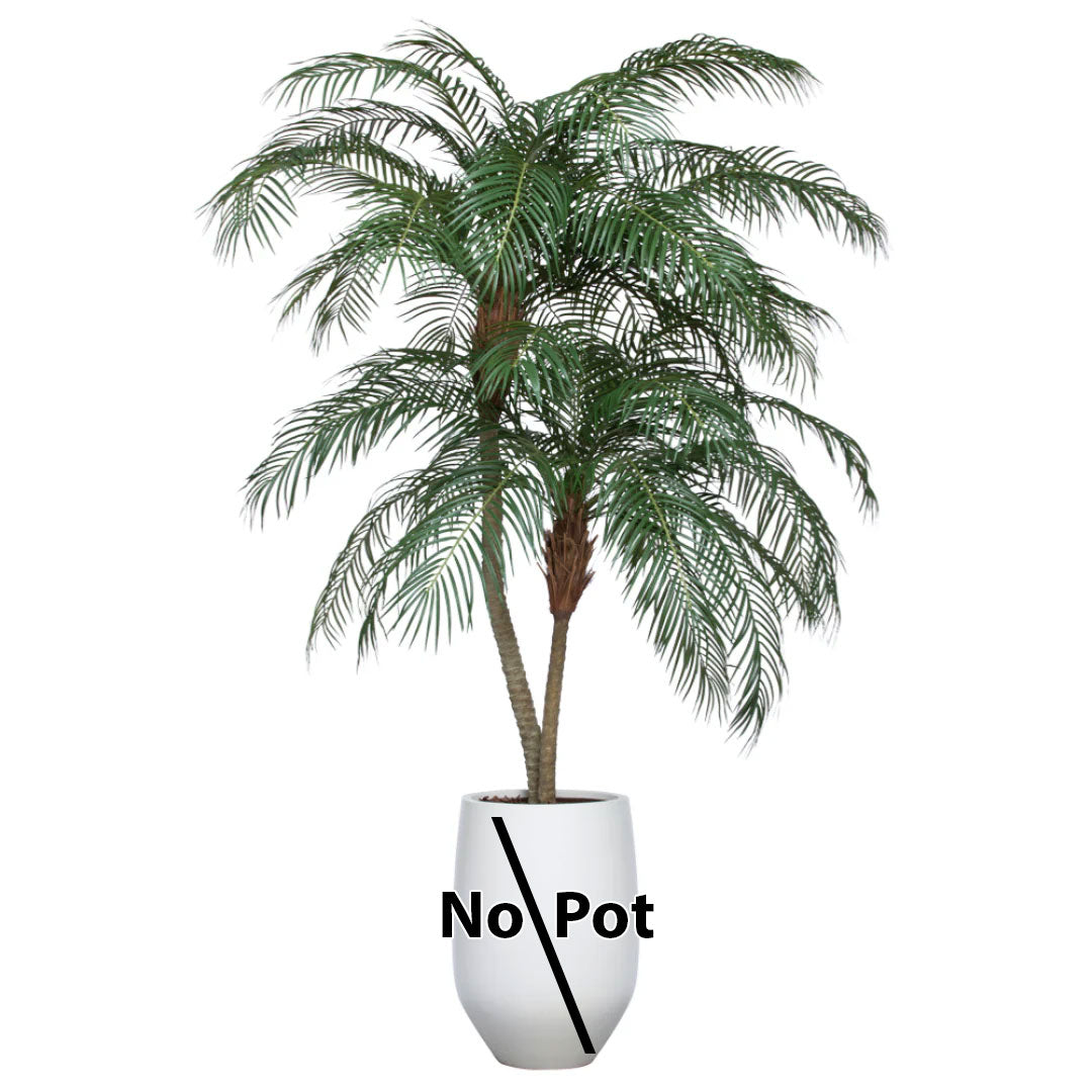 Artificial Phoenix palm tree with realistic green fronds, shown without a pot, on white background.