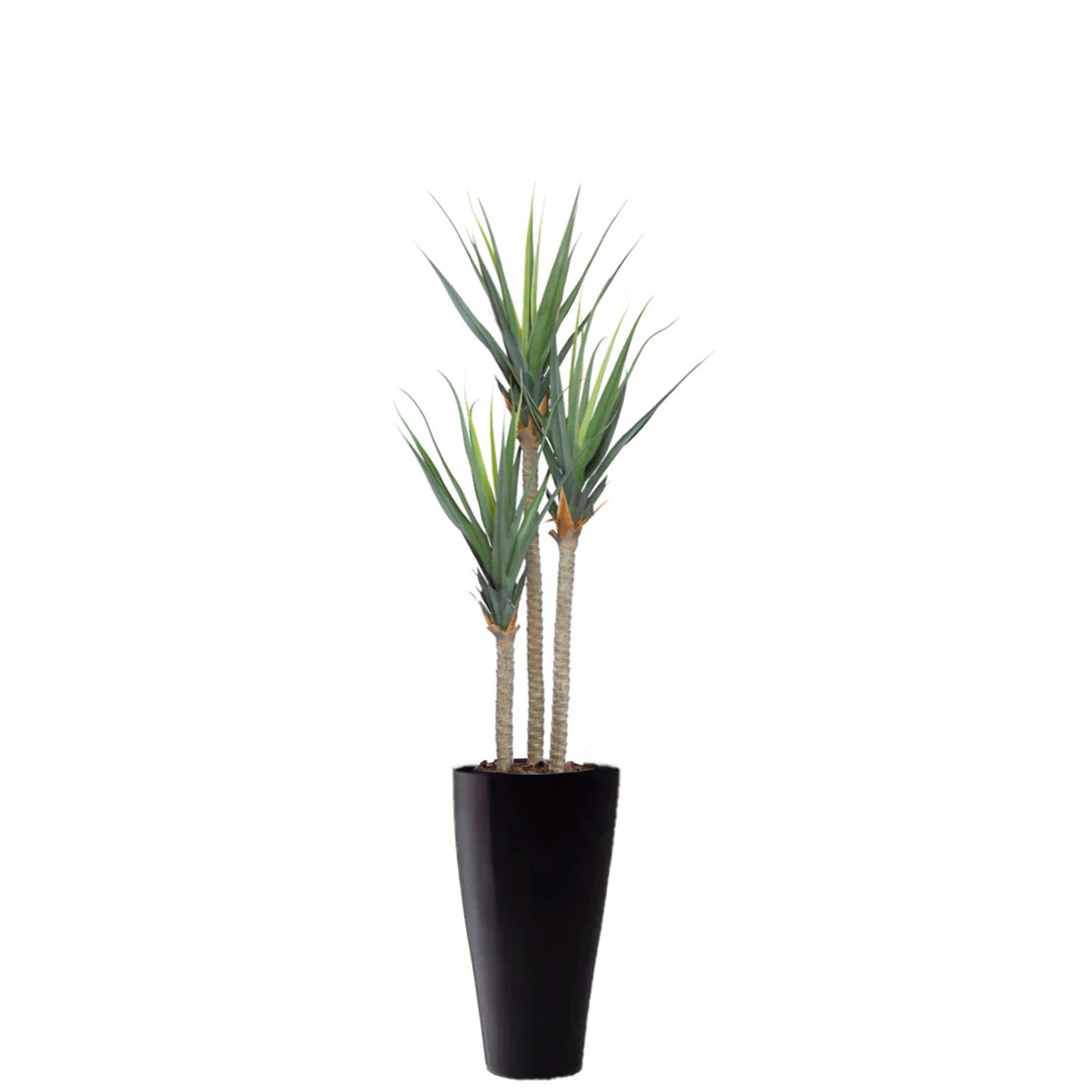 Artificial pandanus plant in tall black planter, modern faux greenery decor