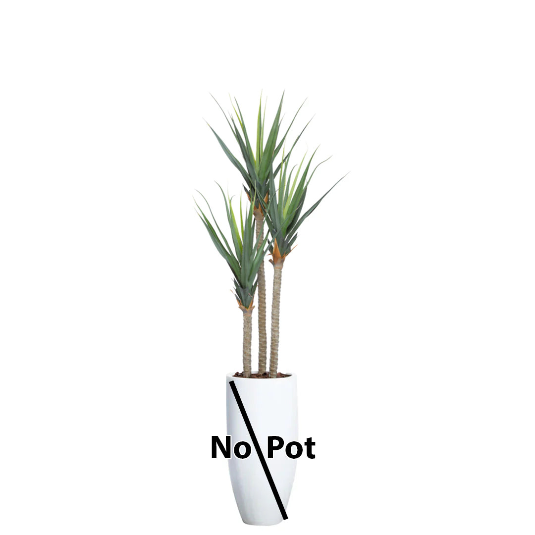 Artificial pandanus plant with three realistic stems, no pot, isolated on white background