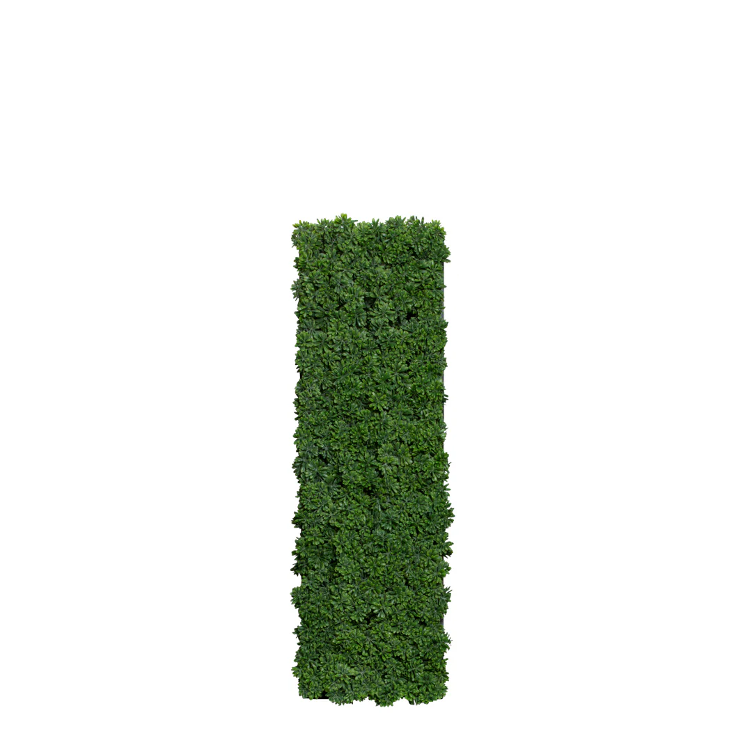 Artificial succulent grass wall panel with dense green foliage on a white background