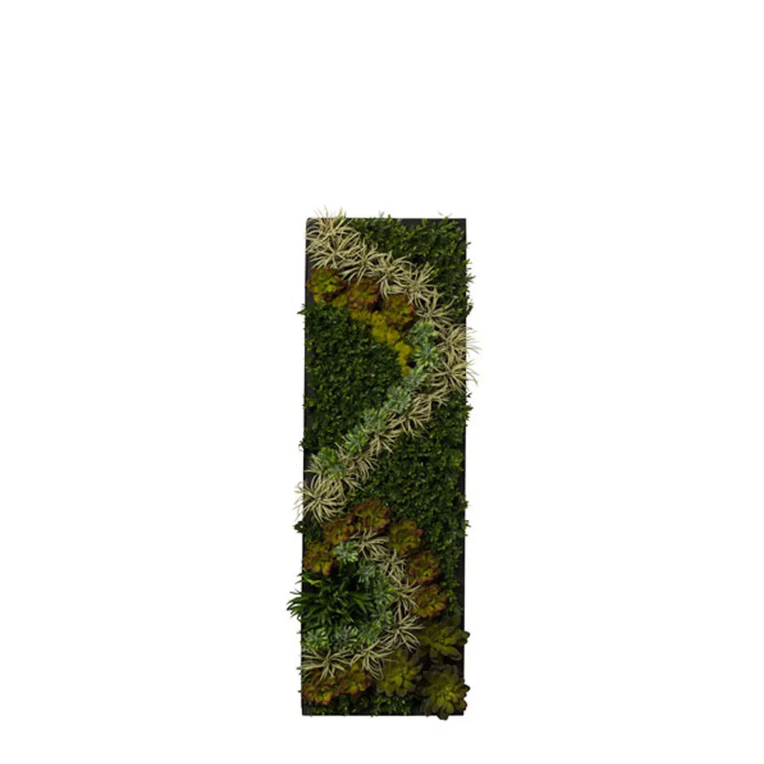 Rectangular succulent wall art panel with green and cream artificial plants