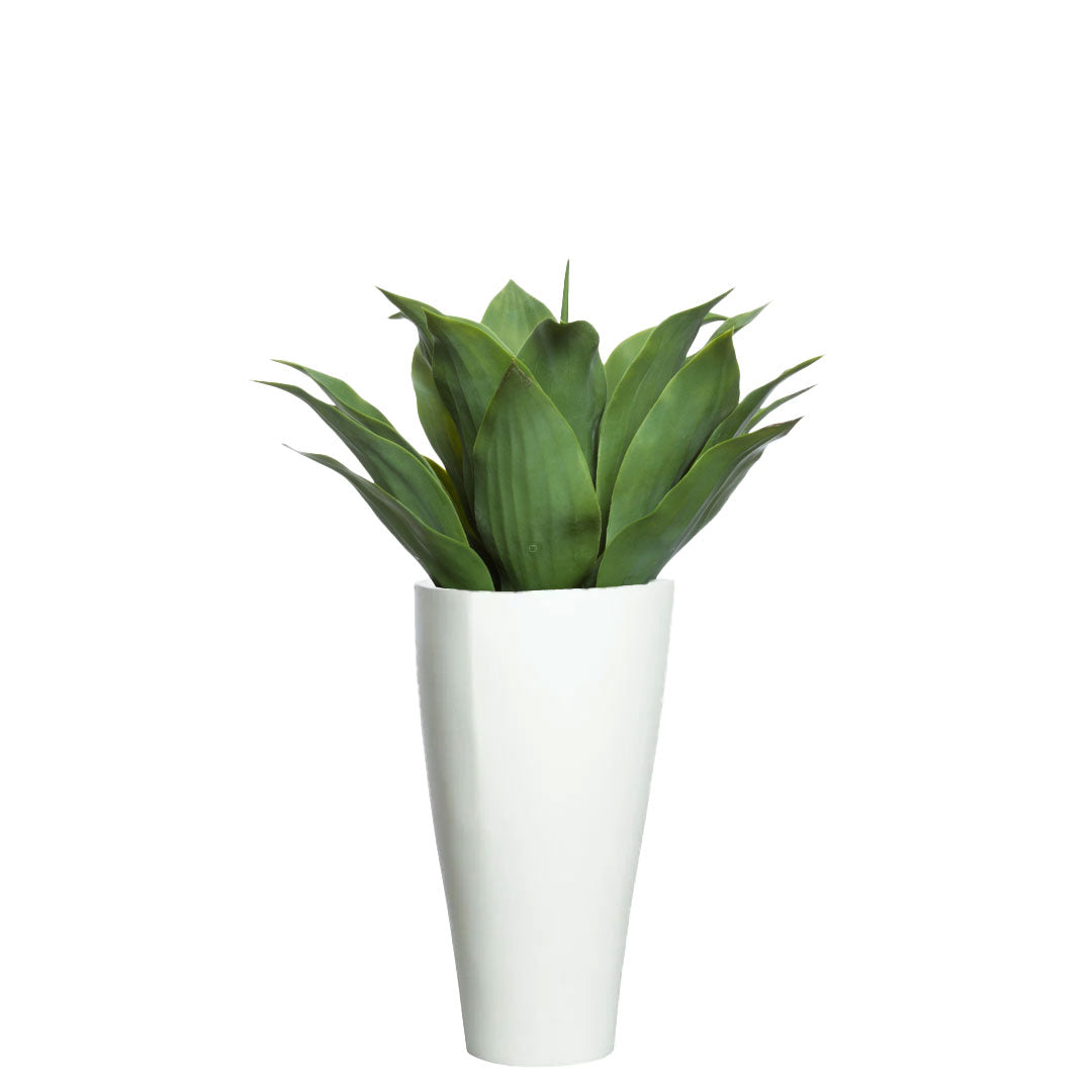 Artificial agave plant in a modern white ceramic vase, home or office decor